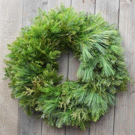 Mixed Green Wreath - 24 inch (undecorated)